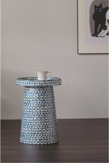 Niche Shell Inlay Mobile Side Table - scene