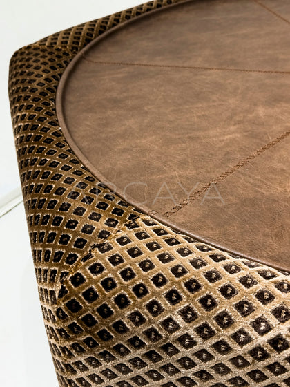 Leather Plaid Fabric Coffee Table - detail