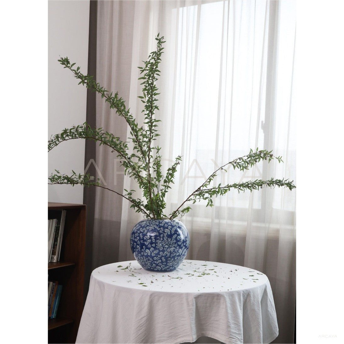 Blue White Song Aesthetic Entryway Jar Vase in detail
