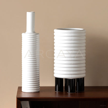 Vintage White Spiral Ceramic Vase - main