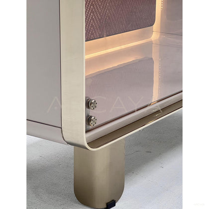 Curved Glass Lighted Display Cabinet - scene
