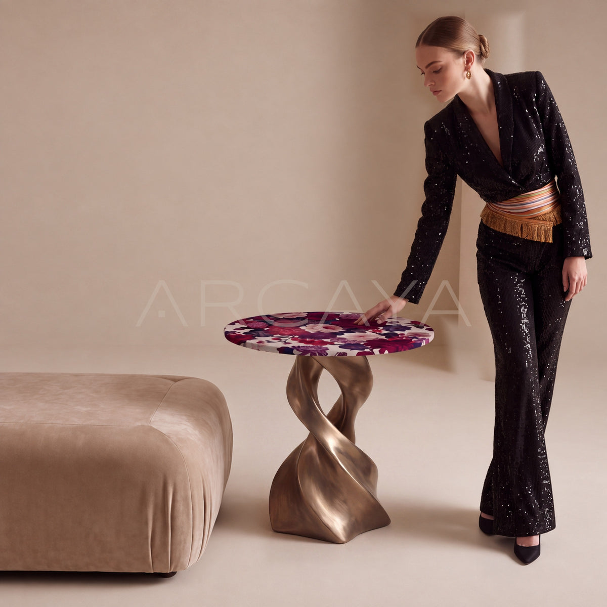 Purple Floral Side Table - main
