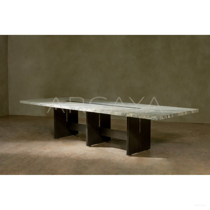 Aston Natural Stone Long Dining Table - scene