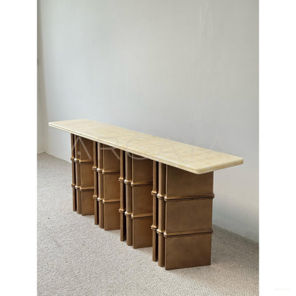 Gold Brown Irregular Marble Long Console - scene