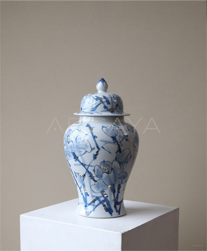 Blue White Porcelain General Jar Vase - scene