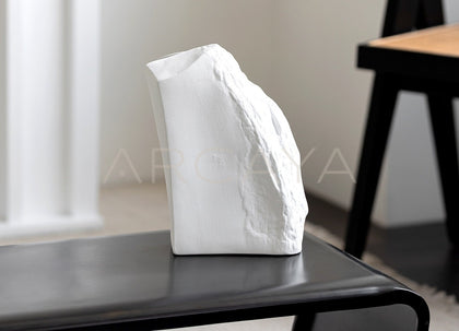 Black White Rock Texture Ceramic Vase - scene