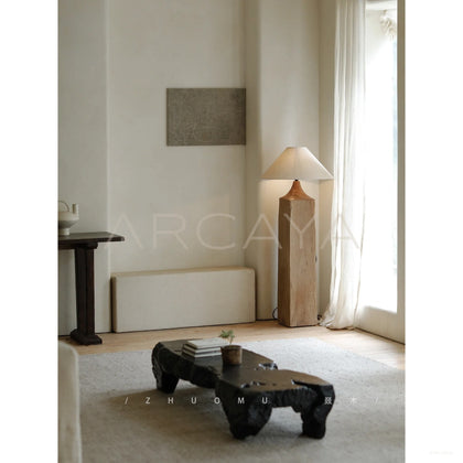 Reclaimed Wood Linen Floor Lamp - scene
