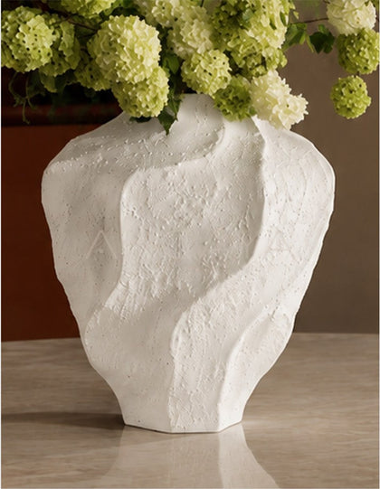 Handmade Rock Texture Ceramic Vase Dining - scene