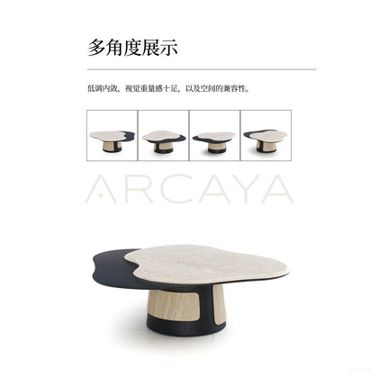 Italian Irregular Cloud Travertine Coffee Table - scene