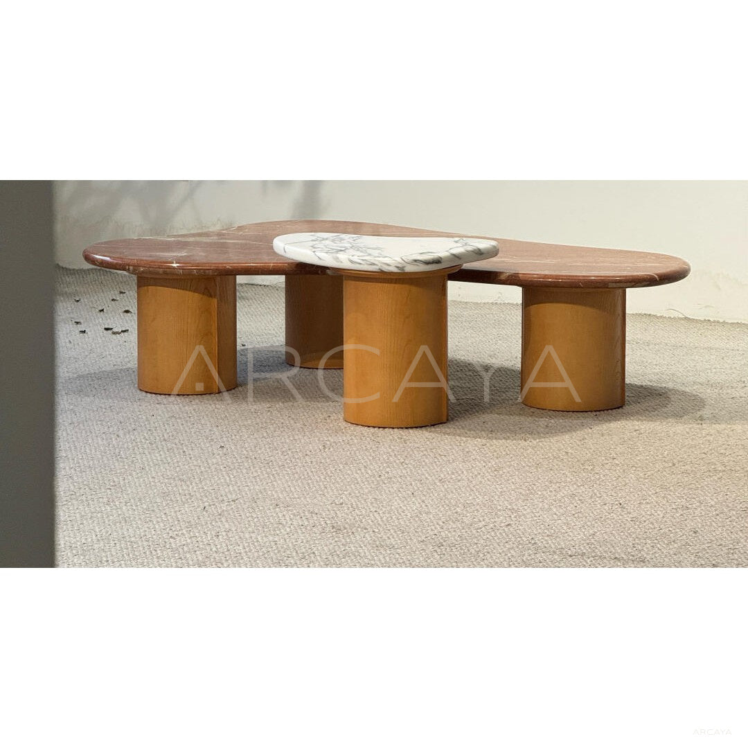 Terracotta Cloud Irregular Marble Coffee Table in detail