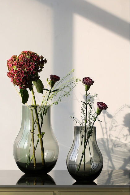 Minimalist Clear Glass Peony Vase - scene