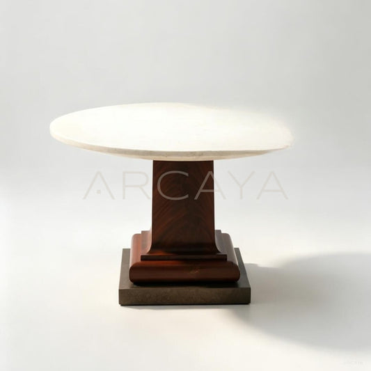 Cream Travertine Round Table - main
