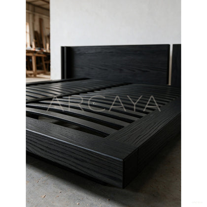 Yamato Minimalist Solid Wood Bed - scene