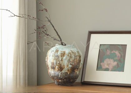 Large Floor Wabi Sabi Jar Vase - scene