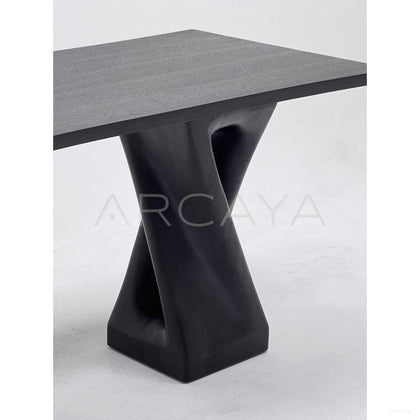 Twisted Wood Frame Acrylic Floating Dining Table - scene