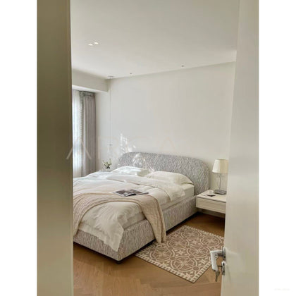 Curved Cotton Linen Bed - scene