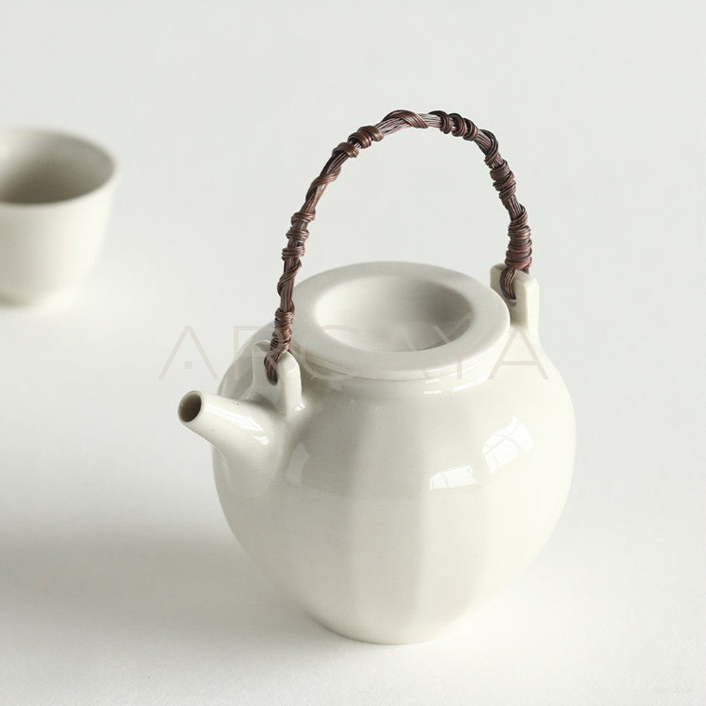 Sunxun Collab White Porcelain Loop Handle Teapot Set - main