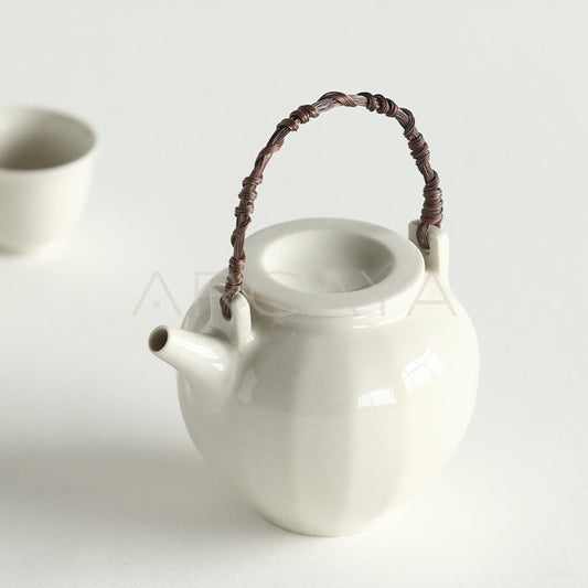 Sunxun Collab White Porcelain Loop Handle Teapot Set - main