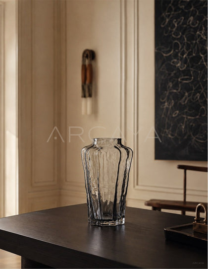 Smoked Grey Faceted Glass Vase - scene