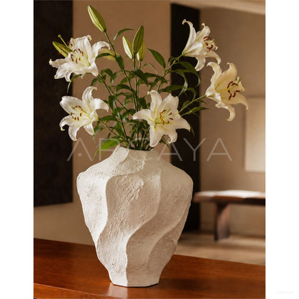 Handmade Plain White Ceramic Vase Bedroom - scene