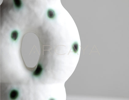 Dadan Hand Pinched Hollow Green Dot Vase - scene
