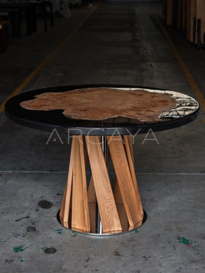 Custom Solid Wood Resin Round Table - scene