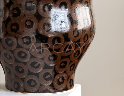Handmade Ring Pattern Ceramic Vase - scene