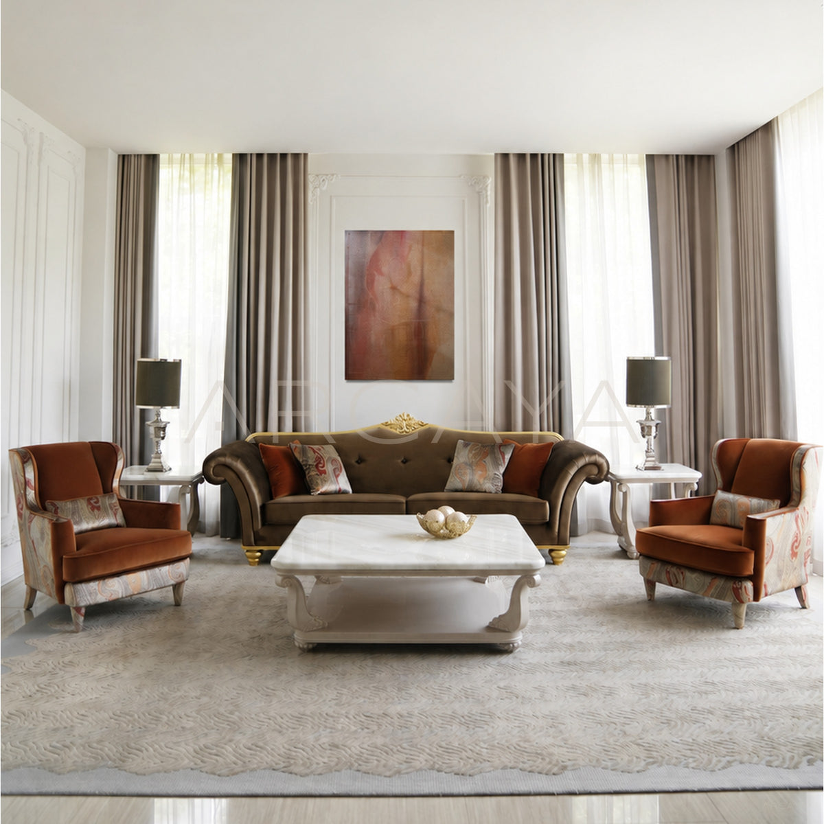 Classical Sofa Coffee Orange - main