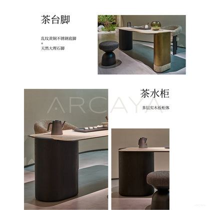 Gilded Light Stone Tea Table - scene