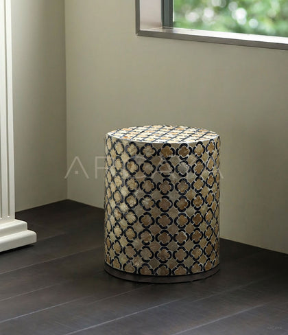 Vintage Shell Inlay Side Table - scene