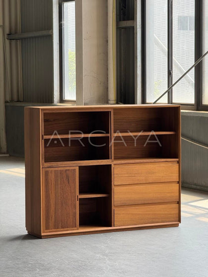 Burmese Teak Lighted Display Cabinet - scene