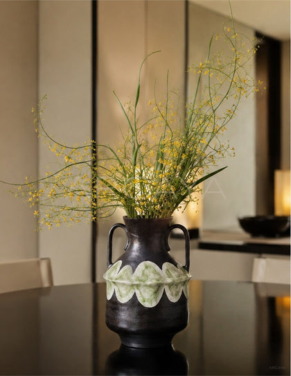 Dadan Hand Painted Double Ear Vase Dining - scene