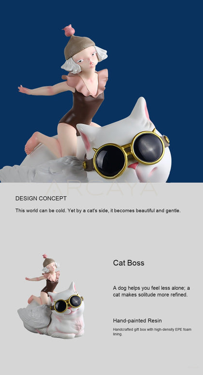 Cat Boss Artist Figurine - scene