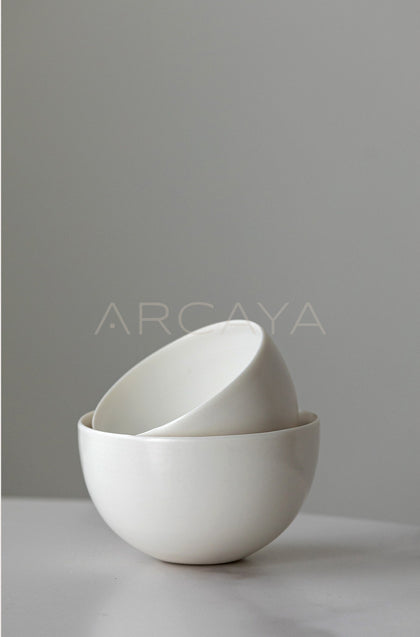 Designer Handmade White Porcelain Rice Bowl - scene