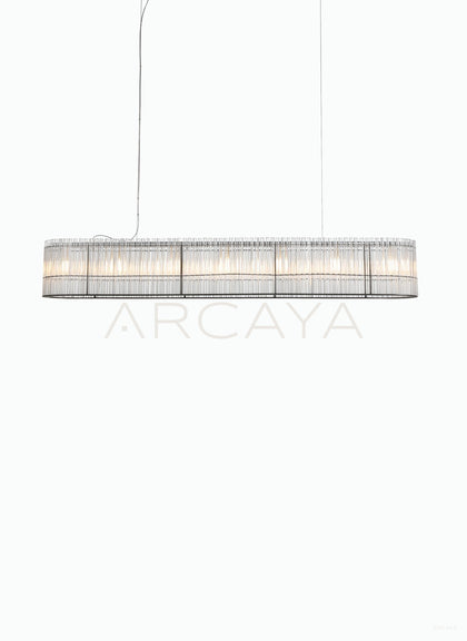 Oval Clear Vertical Tube Linear Pendant Light 80566 - scene
