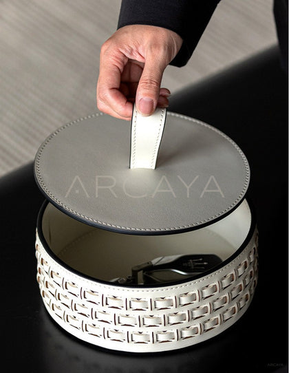 Hollow Leather Lidded Jewelry Box - scene