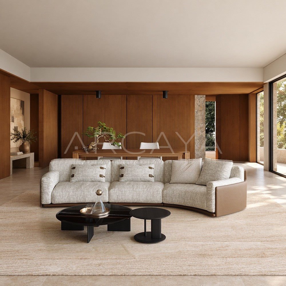Italian Leather Fabric Minimalist Sofa - main