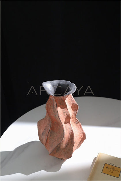 Wabi Sabi Earthen Jar Stoneware Vase - scene