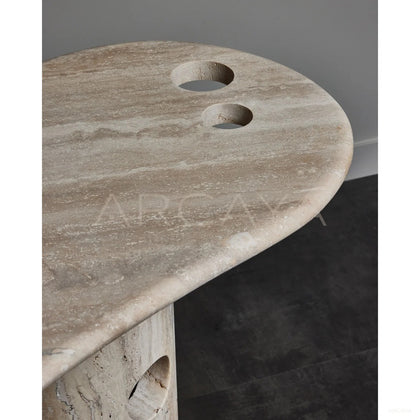 Natural Travertine Curved Console Table - scene