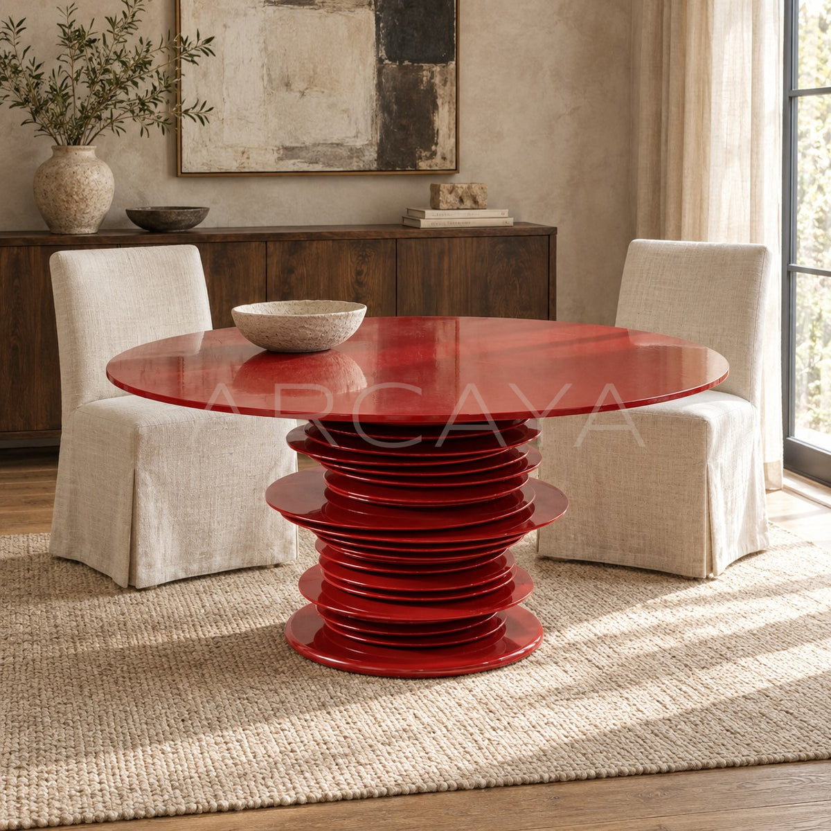 Custom High Gloss Art Round Table in detail