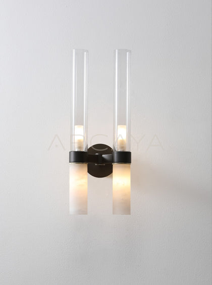 Double Crystal Tube Alabaster Wall Light 80556 - scene