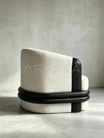 Solid Wood Sculptural Lounge Chair - scene