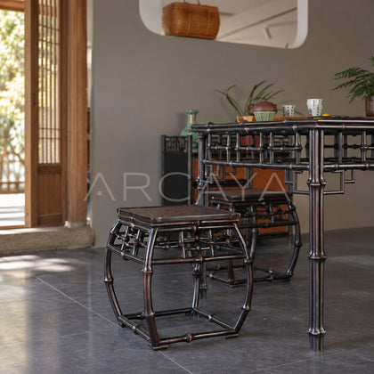 Square Bamboo Drum Stool - scene