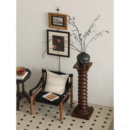 Vintage Spiral Solid Wood Base — Display Pedestals - scene
