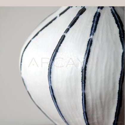 Dadan Hand Painted Blue Line Bud Vase - scene