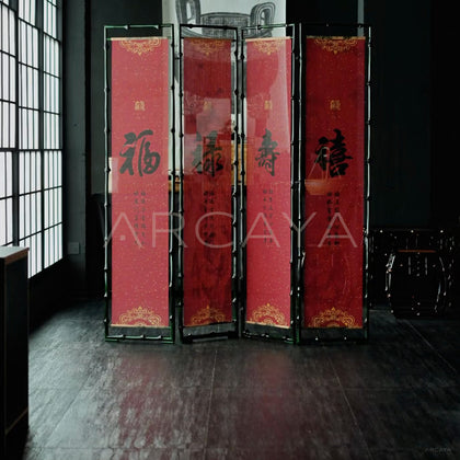 Five Blessings Double Sided Folding Screen - main