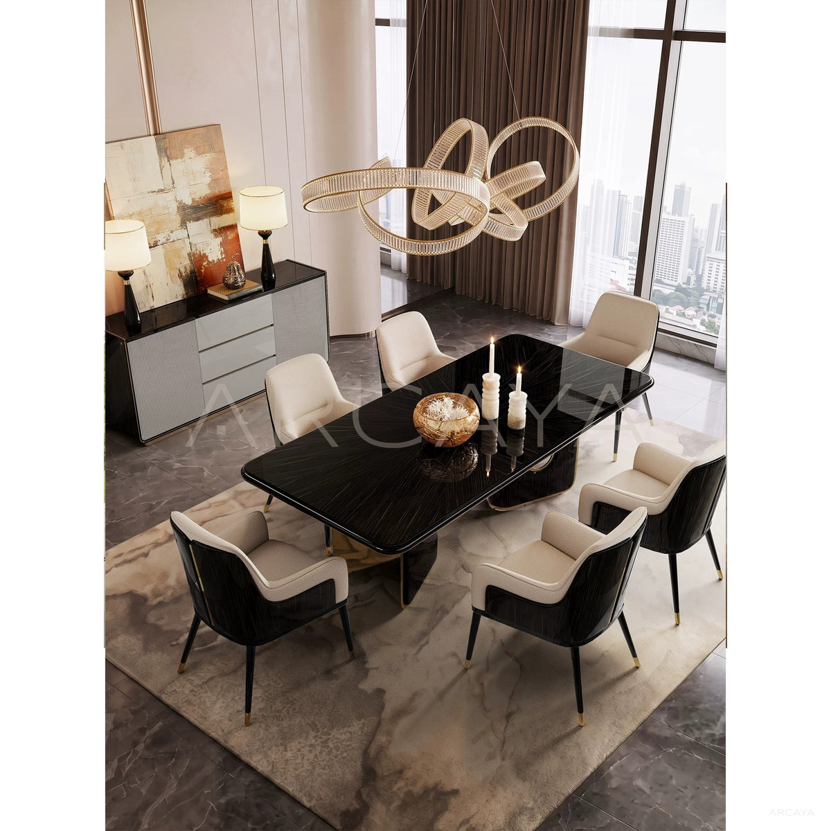 Supreme Ebony Liuying Dining Table in detail