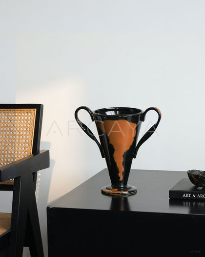 Mid Century Wide Mouth Ceramic Vase - scene