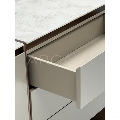 Italian Minimalist Stone Curved Door Sideboard - scene