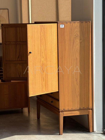Burmese Teak Mid Century Two Door Four Drawer Cabinet - scene